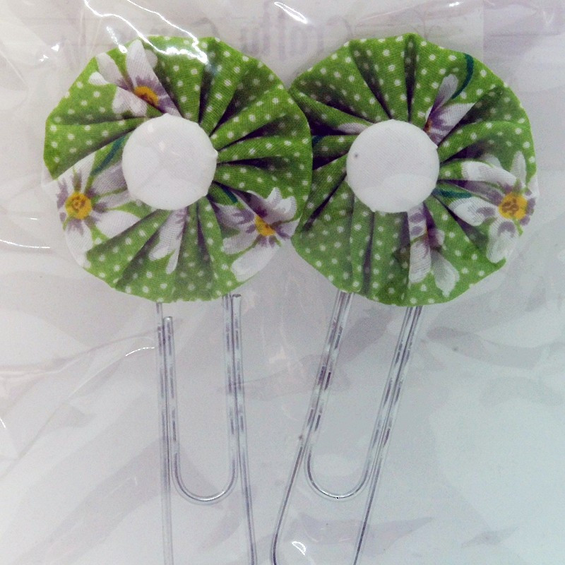 Paperclip Bookmark - Green Daisy Floral