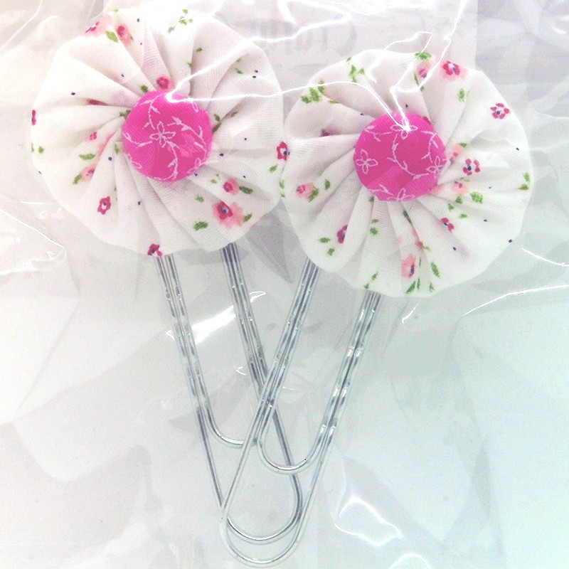 Paperclip Bookmark - White & Pink Ditsy Floral