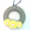 12cm Wool Wreath - Grey & Yellow