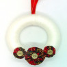 12cm Christmas White Wool Wreath - Red Tartan