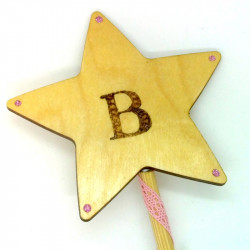 Wooden Wand - with Initial "B"