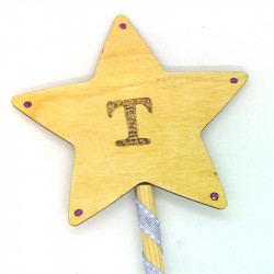 Wooden Wand - with Initial "T"