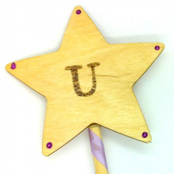 Wooden Wand - with Initial "U"