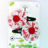 Christmas Hair Clips - White & Red Tree