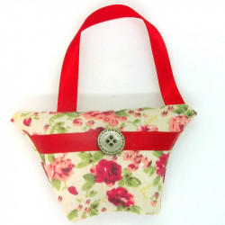Mini Lavender Handbag - Beige & Red Floral