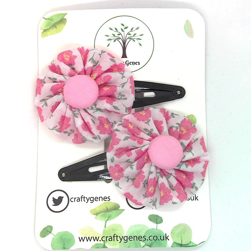 Baby Pink Floral Hair Clips