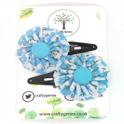 Baby Blue Floral Hair Clips