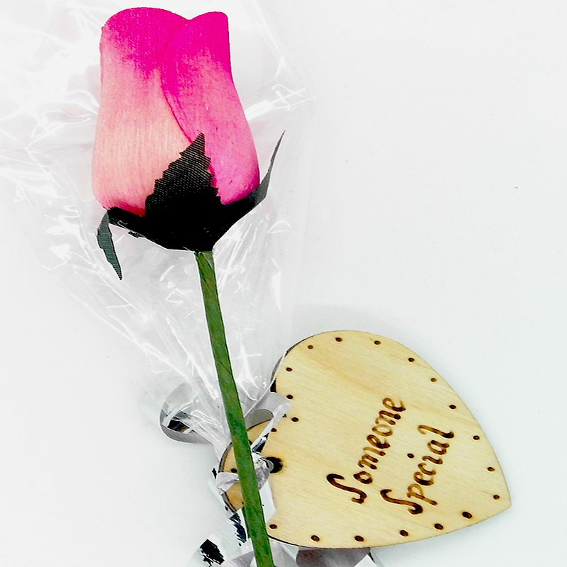 Single Wooden Rose - Pink - Someone Special