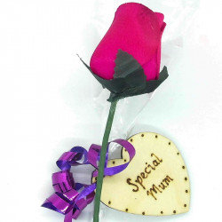 Single Wooden Rose - Hot Pink - Special Mum