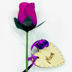 Single Wooden Rose - Purple - Mum
