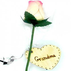 Single Wooden Rose - Cream & Pink - Grandma