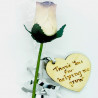 Single Wooden Rose -  White and Blue - Thank you for helping me grow