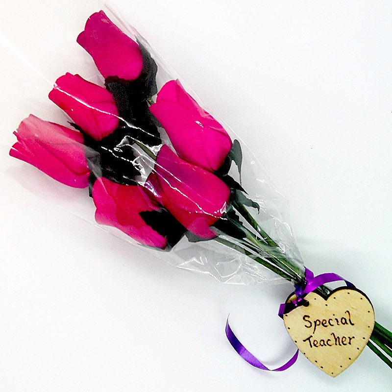 Wooden Rose Bouquet - Hot Pink - Special Teacher
