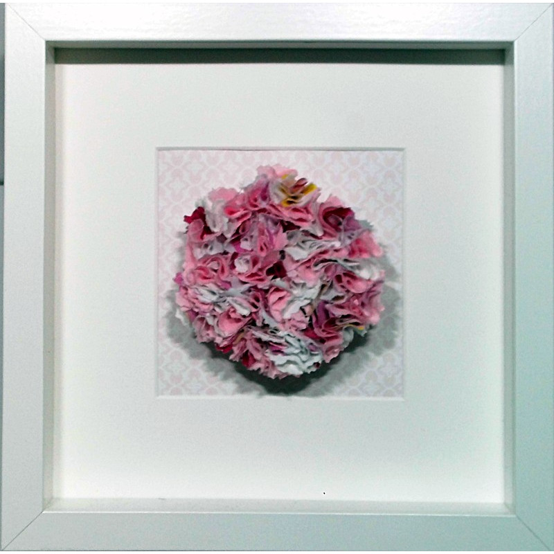 Pink Fabric Flower Framed Picture