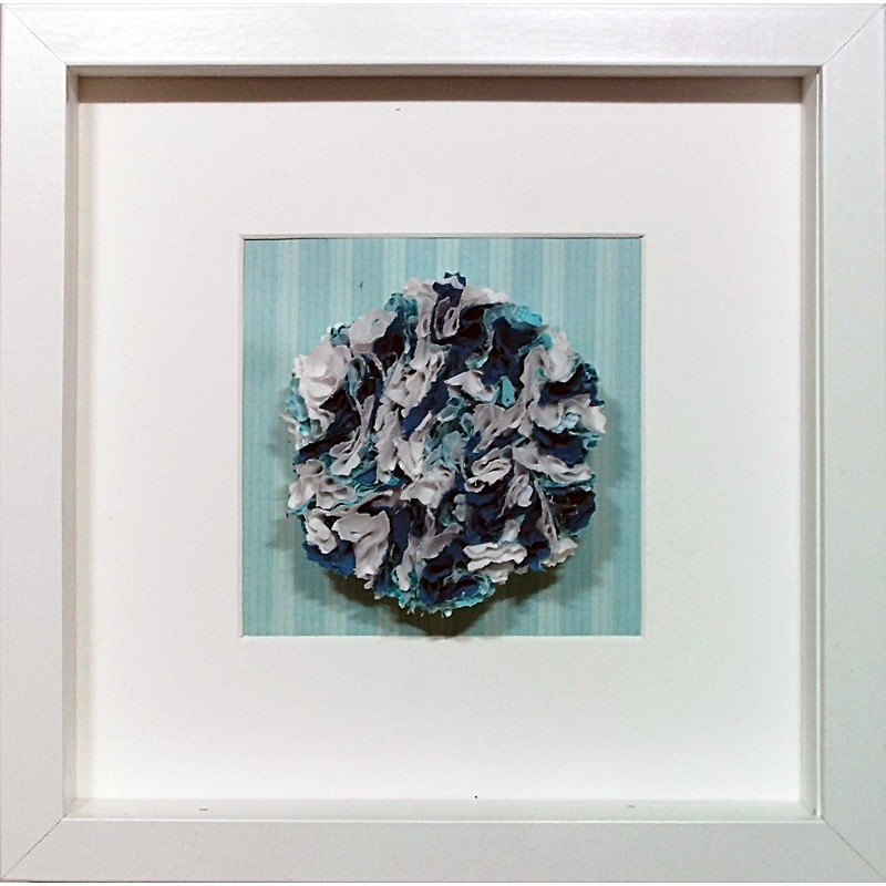 Teal Fabric Flower Framed Picture