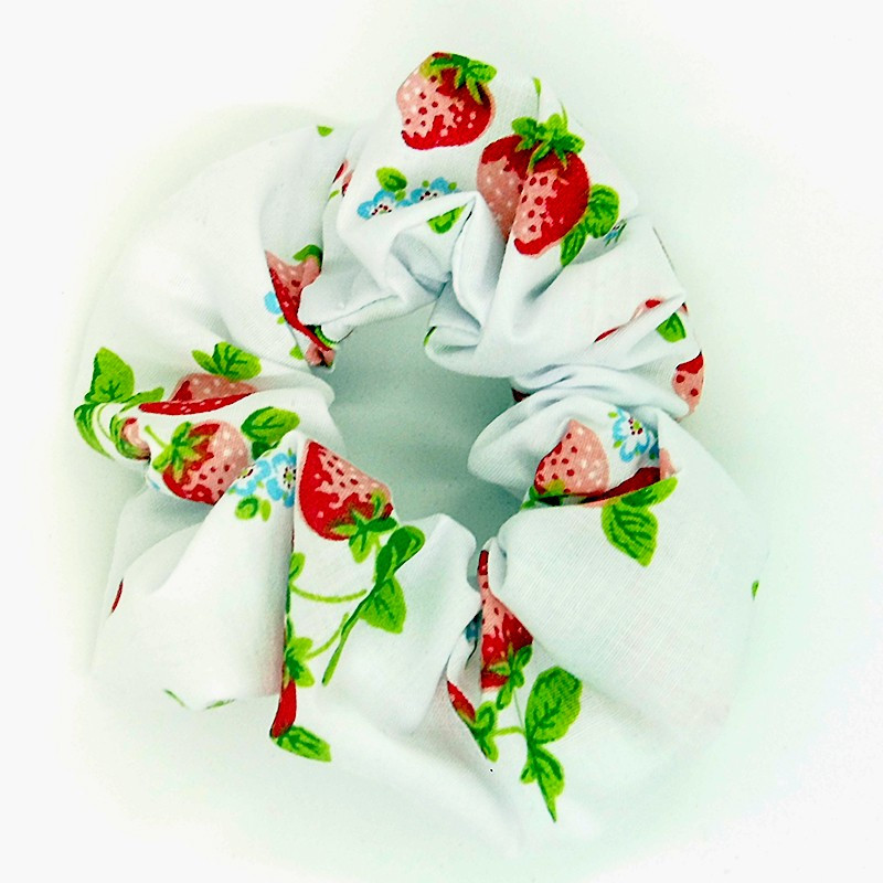 White Strawberry Scrunchie