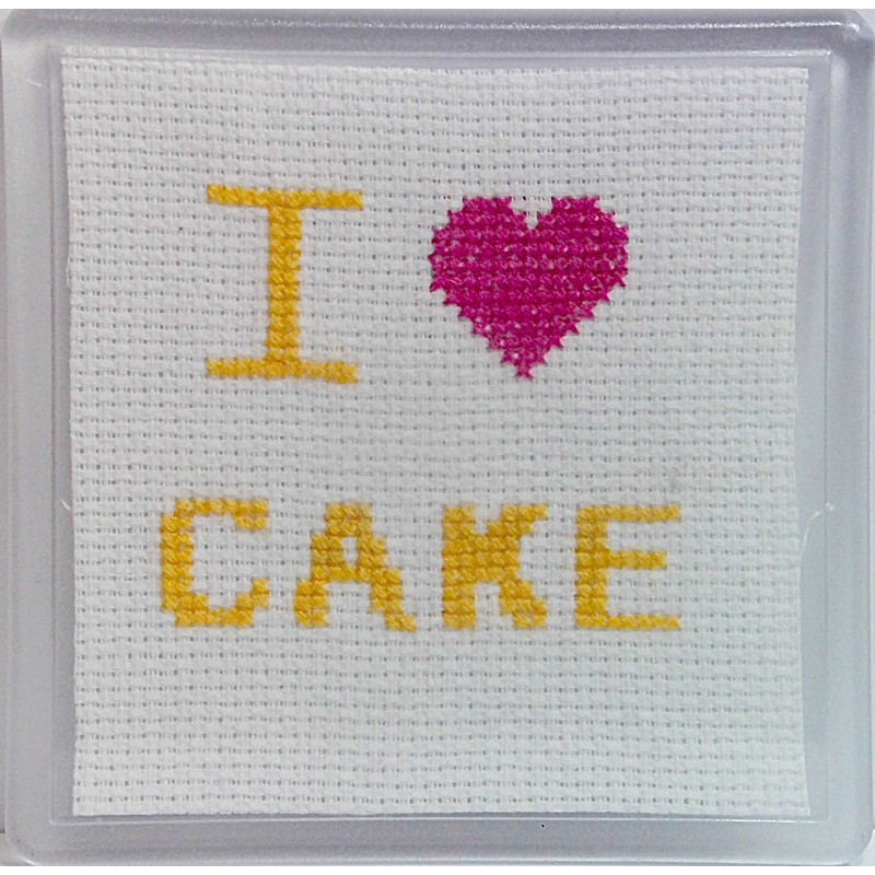 Cross stitch Coaster - I love Cake
