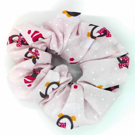 Christmas Pink Penguin Scrunchie