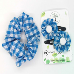 School Gingham Hair Accessories - Turquoise