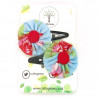 Blue & Red Floral Hair Clips