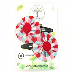 Red Chequered Hair Clips