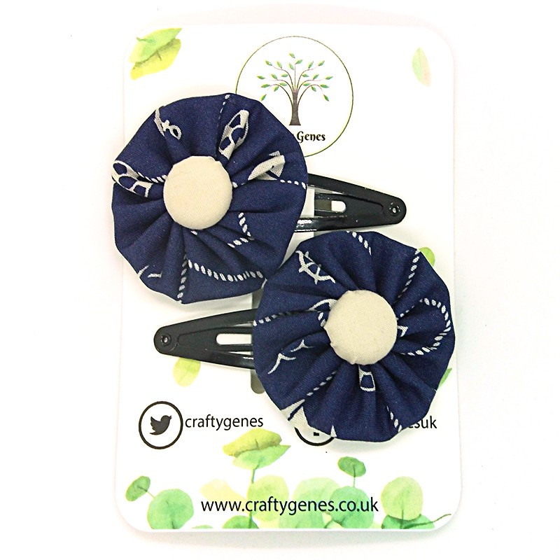 Navy Nautical Hair Clips