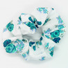 White & Teal Floral - Hair Scrunchie
