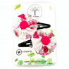 White & Pink Floral Hair Clips