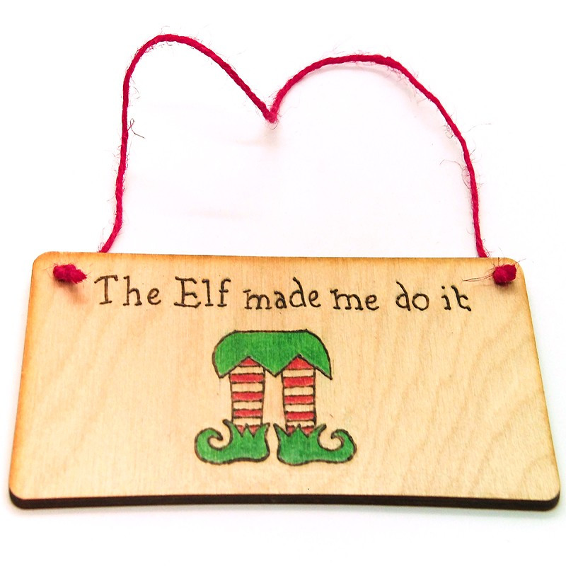 Christmas Rectangular Plaque - The Elf Made Me Do it.