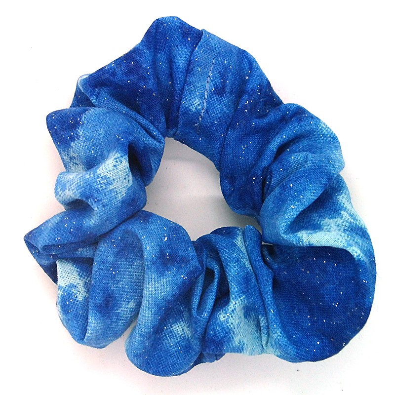 Royal Blue Marble & Sparkle Scrunchie