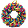 12cm Fabric Wreath with lights - Blue, Yellow, Pink
