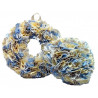 12cm Fabric Wreath with lights and matching heart - Blue, Yellow, Beige, White