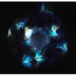 12cm Fabric Wreath with lights - Blue, Cream, Grey