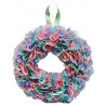 12cm Fabric Wreath with lights - Purple, Mint, Pink