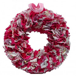 12cm Fabric Wreath with lights - Shades of Pink