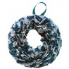 12cm Fabric Wreath with lights - Teal, Silver, Grey
