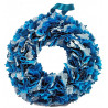 12cm Fabric Wreath with lights - Teal, Blue, White