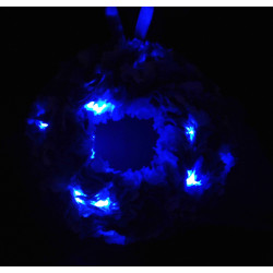 12cm Fabric Wreath with lights - Teal, Blue, White