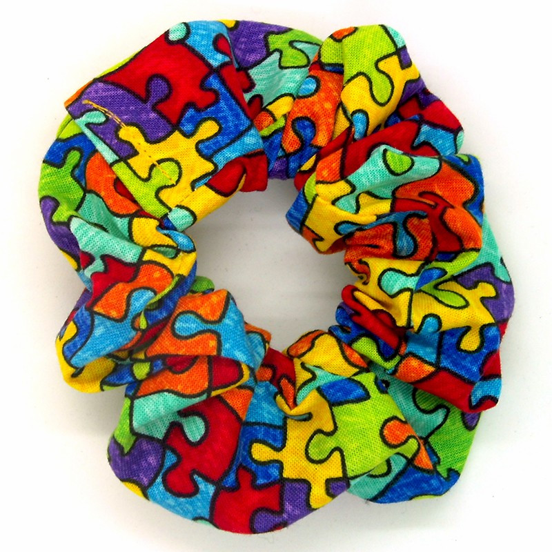 Rainbow Jigsaw Scrunchie