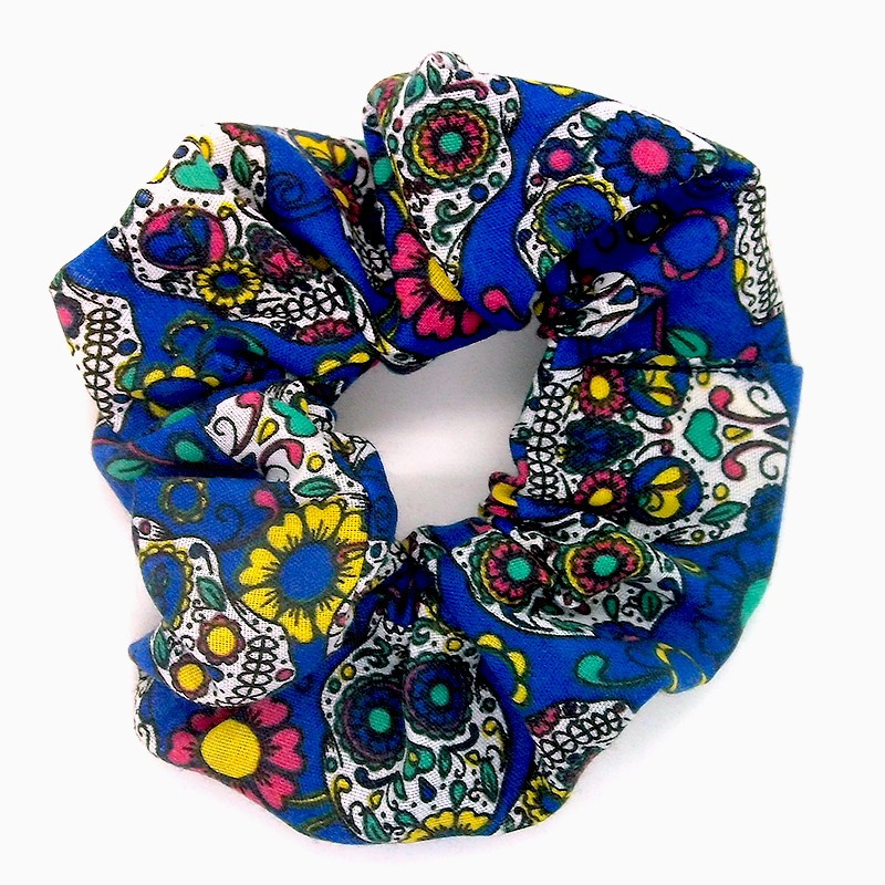 Blue Day of the Dead Scrunchie