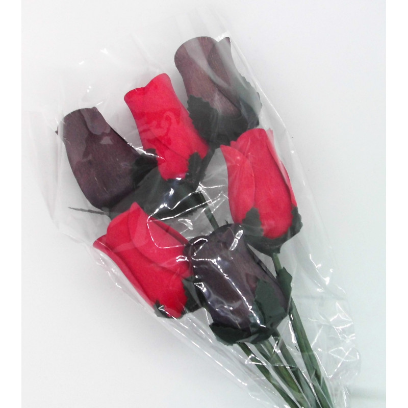 Wooden Rose Bouquet - Black and Red