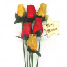 Christmas Wooden Rose Bouquet - Red and Gold Glitter