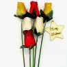 Christmas Wooden Rose Bouquet - Gold, White & Red Glitter