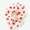 White And Red Heart Scrunchie