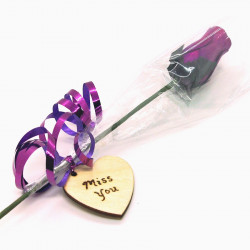 Single Wooden Rose - Purple - Miss you