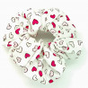 White and Pink Mini Hearts Scrunchie