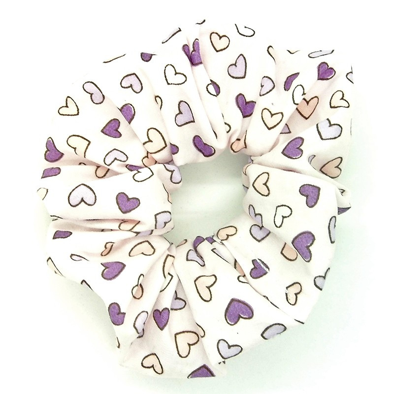 Purple Mini Hearts Scrunchie