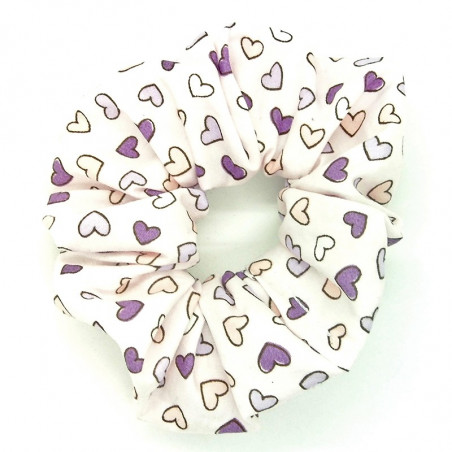 Purple Mini Hearts Scrunchie