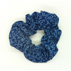 Set of 3 Floral Scrunchies - Blues and White