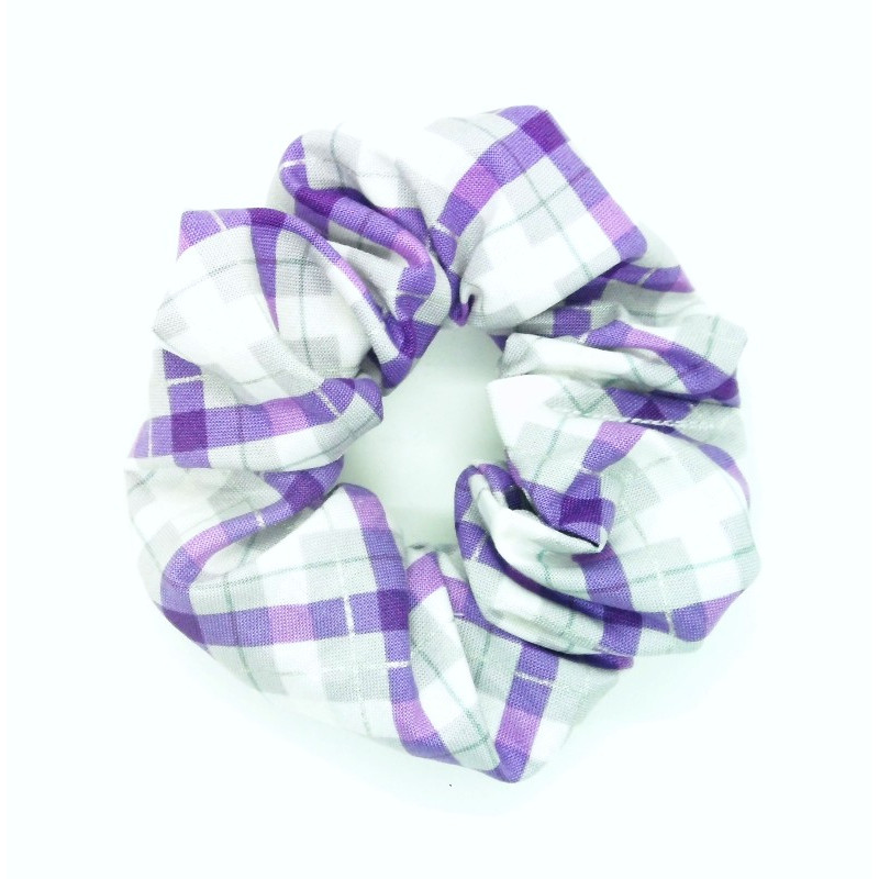Purple & Silver Tartan Scrunchie